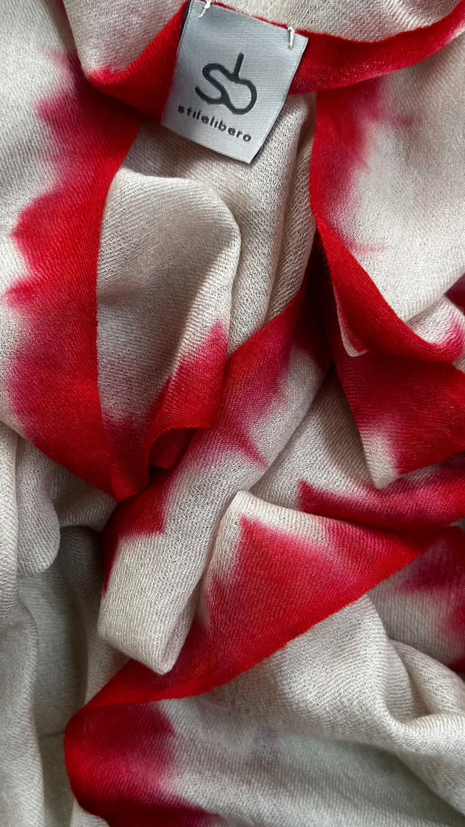 Dip Dyed Red Border Shawl