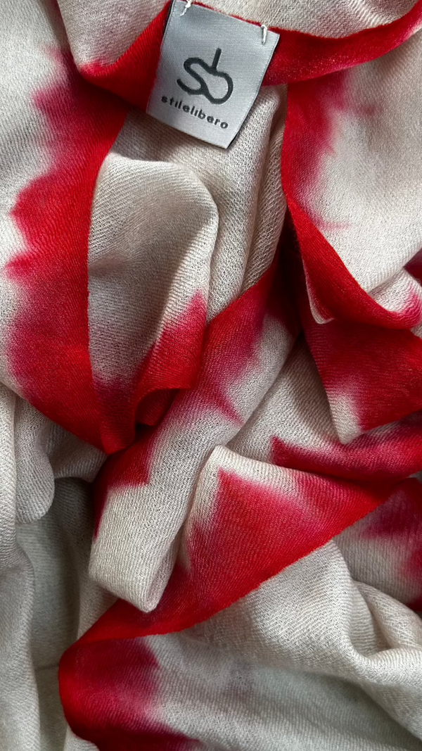 Dip Dyed Red Border Shawl