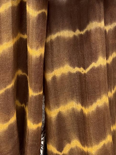 Dunes Tie Dyed Brown and Gold - White Stripes Shawl